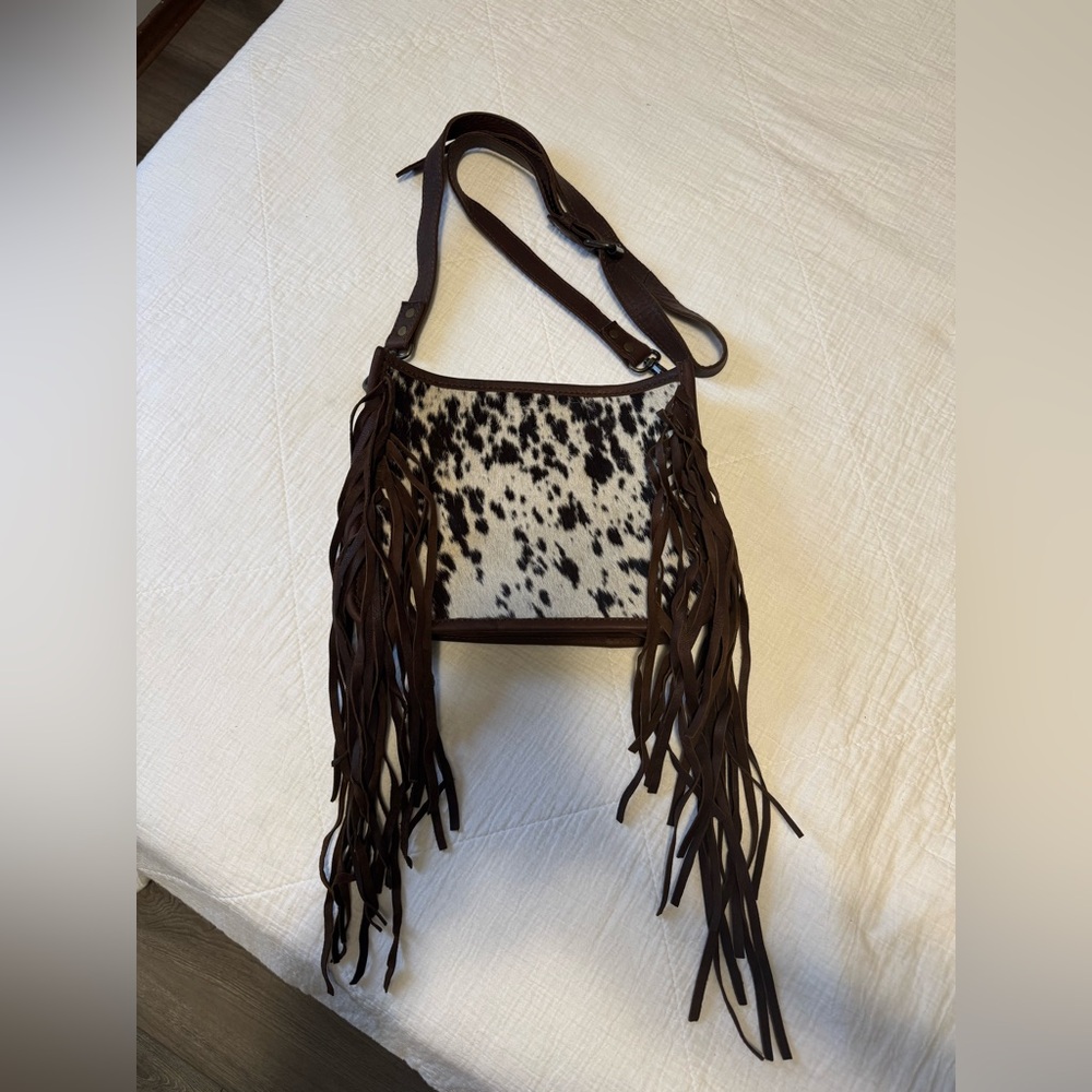 Fringe Cowhide Crossbody Bag